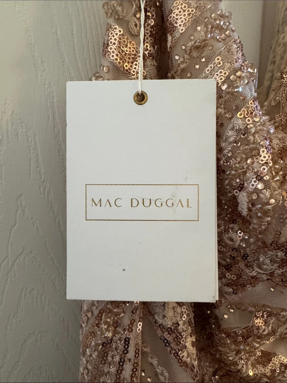 Mac Duggal 20528 Rose Gold One Shoulder Cape Sleeve Embellished Gown Size 14 NWT